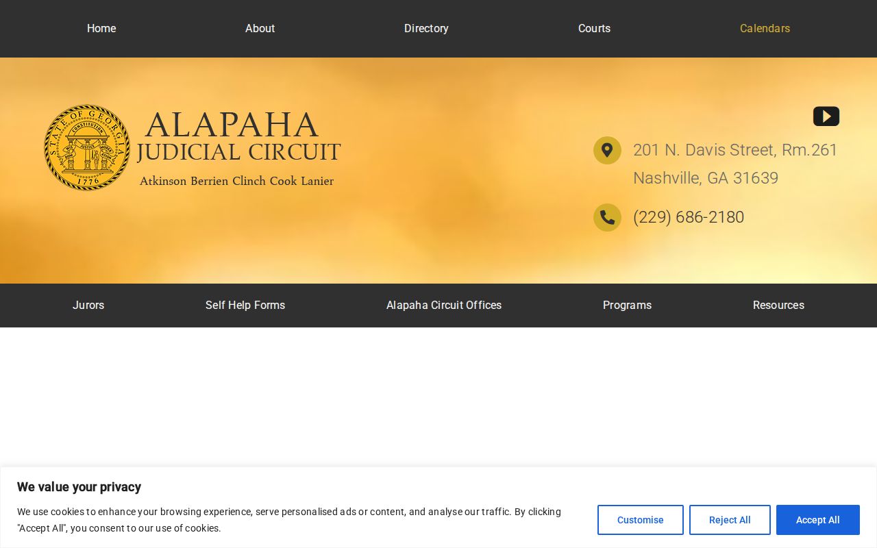 Alapaha Judicial Circuit court calendar directory