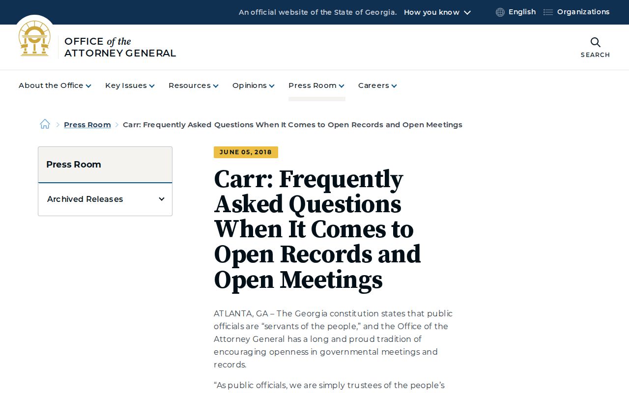 Georgia Attorney General court record access guidance
